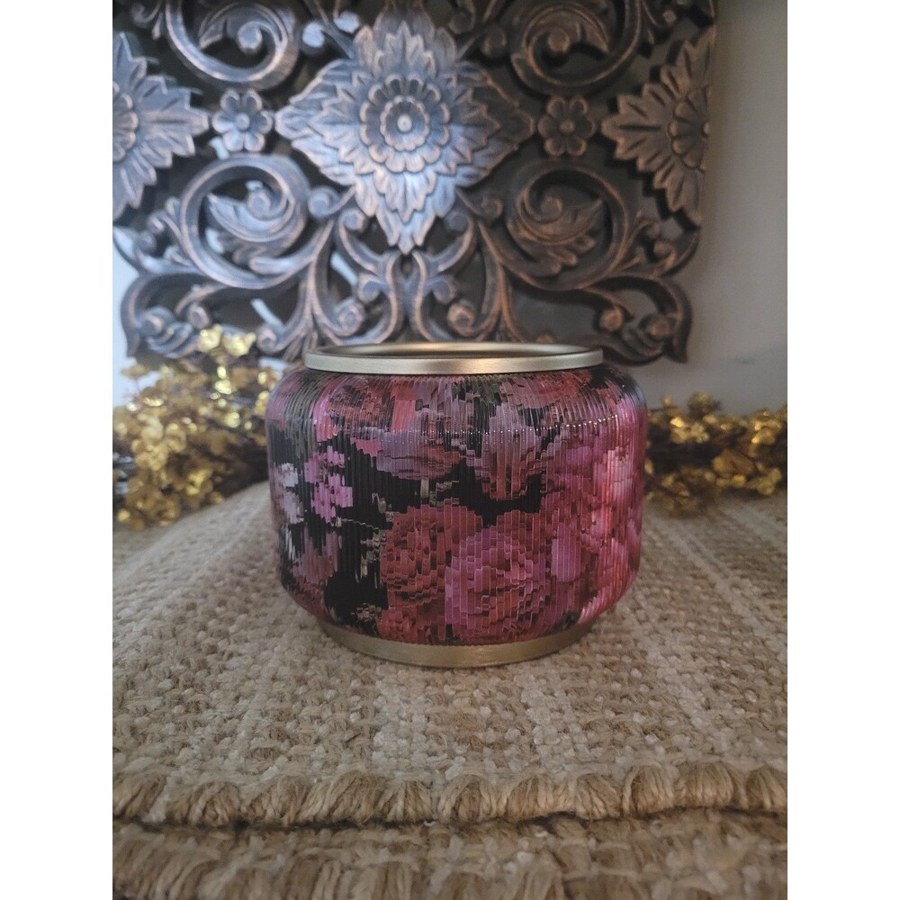 Floral Ribbed Glass 3-wick Candle Pedestal - Bath and Body Works